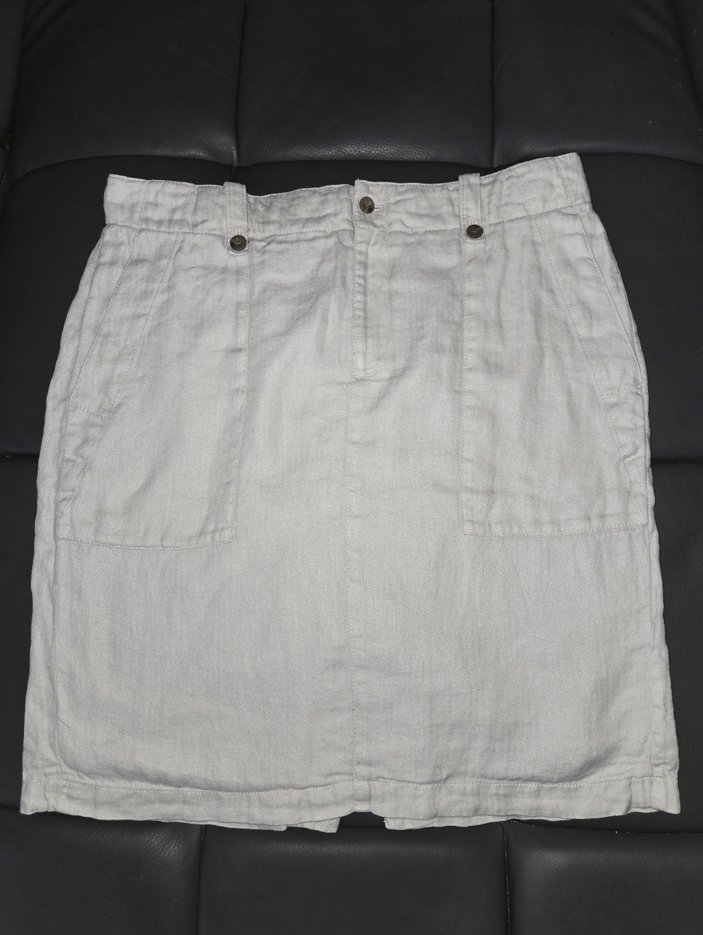 J Crew cream linen skirt pockets size 12